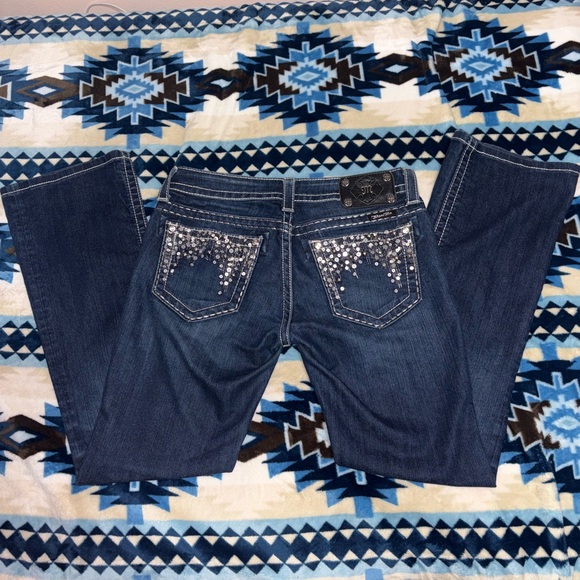 Miss Me Denim - Miss Me Women's Blue Bootcut Jeans with Rhinestone Embellished Pockets
